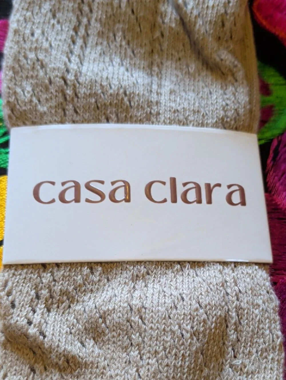 Casa Clara Beige Ruffle Trim Socks